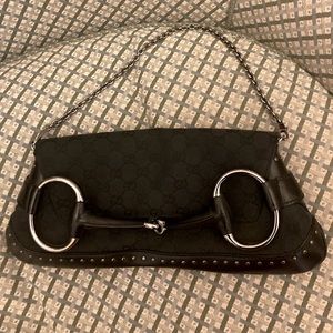 Gucci vintage 1955 horsebit black clutch